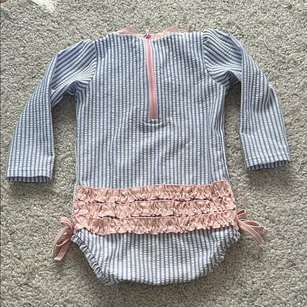 Ruffle Butts swimsuit size 18-24 months blue white striped